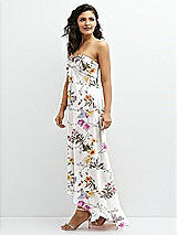 Side View Thumbnail - Butterfly Botanica Ivory Strapless Draped Notch Neck Chiffon High-Low Dress