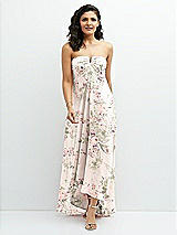 Front View Thumbnail - Blush Garden Strapless Draped Notch Neck Chiffon High-Low Dress