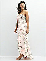 Side View Thumbnail - Blush Garden Strapless Draped Notch Neck Chiffon High-Low Dress