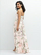 Rear View Thumbnail - Blush Garden Strapless Draped Notch Neck Chiffon High-Low Dress