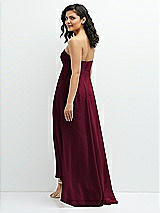 Rear View Thumbnail - Cabernet Strapless Draped Notch Neck Chiffon High-Low Dress