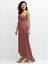 Side View Thumbnail - English Rose Strapless Draped Notch Neck Chiffon High-Low Dress