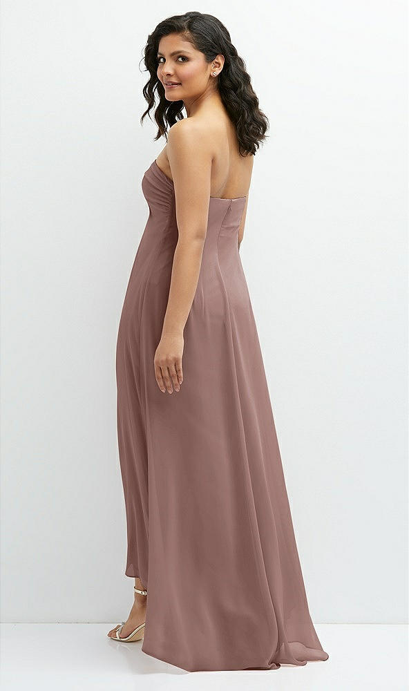 Back View - Sienna Strapless Draped Notch Neck Chiffon High-Low Dress