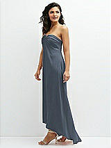 Side View Thumbnail - Silverstone Strapless Draped Notch Neck Chiffon High-Low Dress