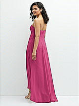 Rear View Thumbnail - Tea Rose Strapless Draped Notch Neck Chiffon High-Low Dress