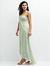 Side View Thumbnail - Vintage Primrose Sage Strapless Draped Notch Neck Chiffon High-Low Dress