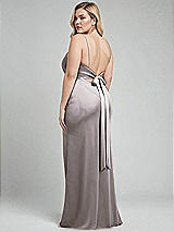 Alt View 3 Thumbnail - Cashmere Gray Plunge Halter Open-Back Maxi Bias Dress with Low Tie Back