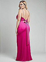 Alt View 3 Thumbnail - Think Pink Plunge Halter Open-Back Maxi Bias Dress with Low Tie Back