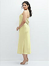 Alt View 2 Thumbnail - Butter Yellow Strapless Midi Bias Column Dress with Peek-a-Boo Corset Back