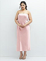 Alt View 1 Thumbnail - Ballet Pink Strapless Midi Bias Column Dress with Peek-a-Boo Corset Back