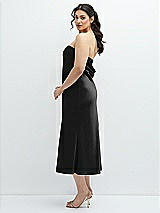 Alt View 2 Thumbnail - Black Strapless Midi Bias Column Dress with Peek-a-Boo Corset Back