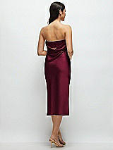 Rear View Thumbnail - Cabernet Strapless Midi Bias Column Dress with Peek-a-Boo Corset Back