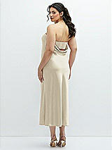 Alt View 3 Thumbnail - Champagne Strapless Midi Bias Column Dress with Peek-a-Boo Corset Back