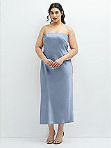 Alt View 1 Thumbnail - Cloudy Strapless Midi Bias Column Dress with Peek-a-Boo Corset Back