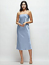 Front View Thumbnail - Cloudy Strapless Midi Bias Column Dress with Peek-a-Boo Corset Back