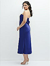 Alt View 2 Thumbnail - Cobalt Blue Strapless Midi Bias Column Dress with Peek-a-Boo Corset Back