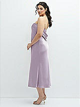 Alt View 2 Thumbnail - Lilac Haze Strapless Midi Bias Column Dress with Peek-a-Boo Corset Back