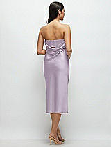 Rear View Thumbnail - Lilac Haze Strapless Midi Bias Column Dress with Peek-a-Boo Corset Back