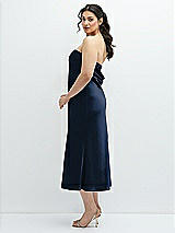 Alt View 2 Thumbnail - Midnight Navy Strapless Midi Bias Column Dress with Peek-a-Boo Corset Back