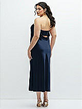 Alt View 3 Thumbnail - Midnight Navy Strapless Midi Bias Column Dress with Peek-a-Boo Corset Back