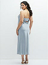 Alt View 3 Thumbnail - Mist Strapless Midi Bias Column Dress with Peek-a-Boo Corset Back