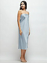 Side View Thumbnail - Mist Strapless Midi Bias Column Dress with Peek-a-Boo Corset Back