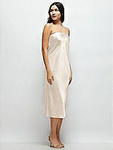 Side View Thumbnail - Oat Strapless Midi Bias Column Dress with Peek-a-Boo Corset Back