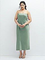 Alt View 1 Thumbnail - Seagrass Strapless Midi Bias Column Dress with Peek-a-Boo Corset Back