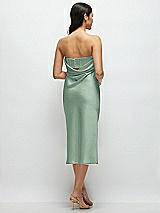 Rear View Thumbnail - Seagrass Strapless Midi Bias Column Dress with Peek-a-Boo Corset Back