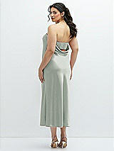 Alt View 3 Thumbnail - Willow Green Strapless Midi Bias Column Dress with Peek-a-Boo Corset Back