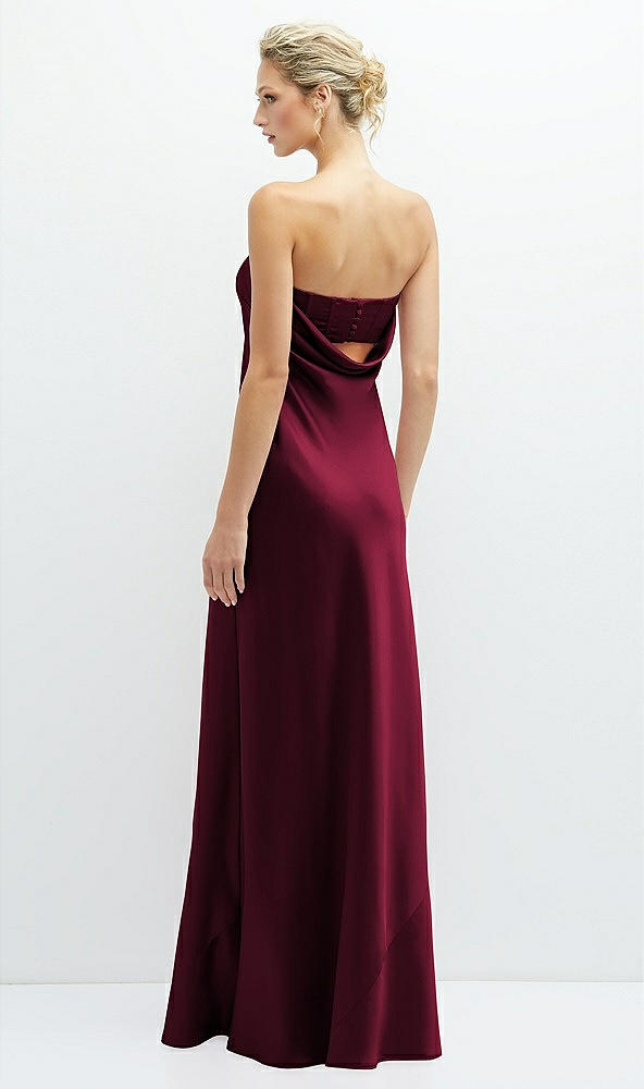 Back View - Cabernet Strapless Maxi Bias Column Dress with Peek-a-Boo Corset Back