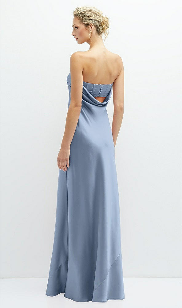 Back View - Cloudy Strapless Maxi Bias Column Dress with Peek-a-Boo Corset Back