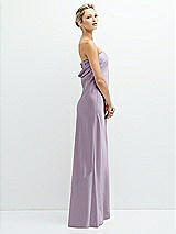 Side View Thumbnail - Lilac Haze Strapless Maxi Bias Column Dress with Peek-a-Boo Corset Back