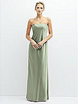 Front View Thumbnail - Sage Strapless Maxi Bias Column Dress with Peek-a-Boo Corset Back