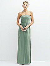 Front View Thumbnail - Seagrass Strapless Maxi Bias Column Dress with Peek-a-Boo Corset Back