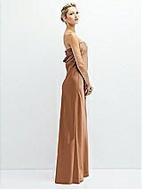 Side View Thumbnail - Toffee Strapless Maxi Bias Column Dress with Peek-a-Boo Corset Back