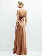 Rear View Thumbnail - Toffee Strapless Maxi Bias Column Dress with Peek-a-Boo Corset Back