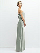 Side View Thumbnail - Willow Green Strapless Maxi Bias Column Dress with Peek-a-Boo Corset Back