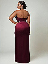 Alt View 2 Thumbnail - Cabernet Strapless Topstitched Corset Satin Maxi Dress with Draped Column Skirt