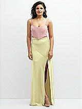 Front View Thumbnail - Butter Yellow Satin Mix-and-Match High Waist Seamed Bias Skirt