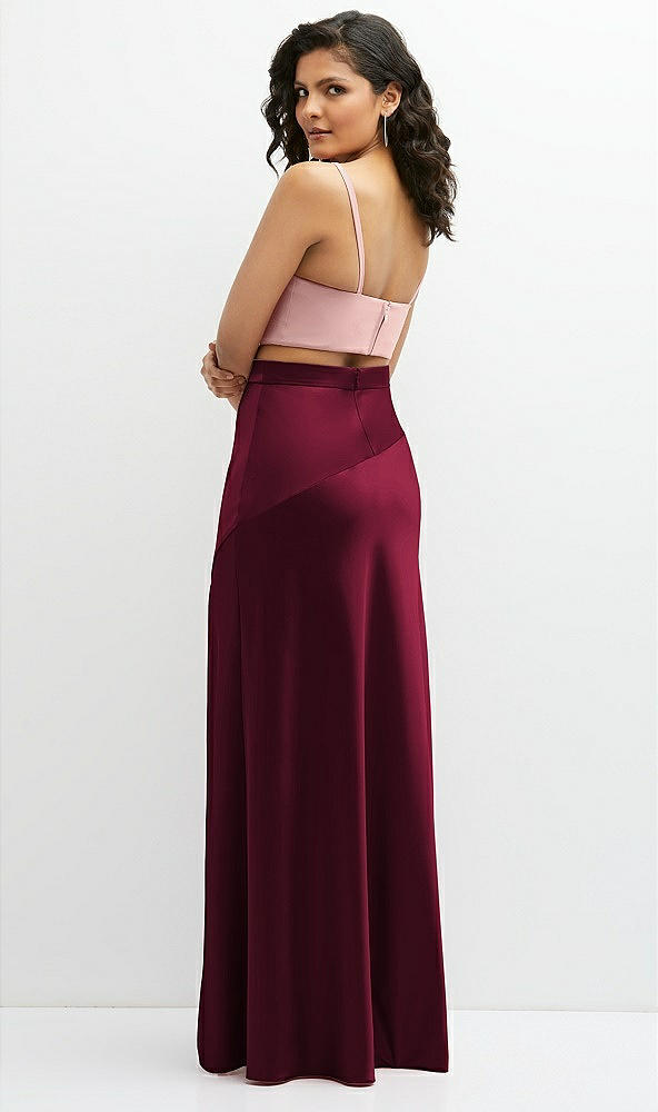 Back View - Cabernet Satin Mix-and-Match High Waist Seamed Bias Skirt