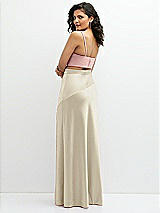 Rear View Thumbnail - Champagne Satin Mix-and-Match High Waist Seamed Bias Skirt