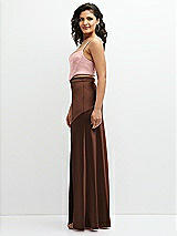 Side View Thumbnail - Cognac Satin Mix-and-Match High Waist Seamed Bias Skirt