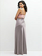 Rear View Thumbnail - Cashmere Gray Satin Mix-and-Match High Waist Seamed Bias Skirt