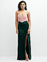 Front View Thumbnail - Evergreen Satin Mix-and-Match High Waist Seamed Bias Skirt