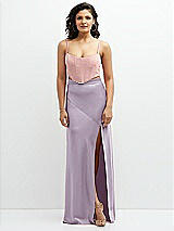 Front View Thumbnail - Lilac Haze Satin Mix-and-Match High Waist Seamed Bias Skirt