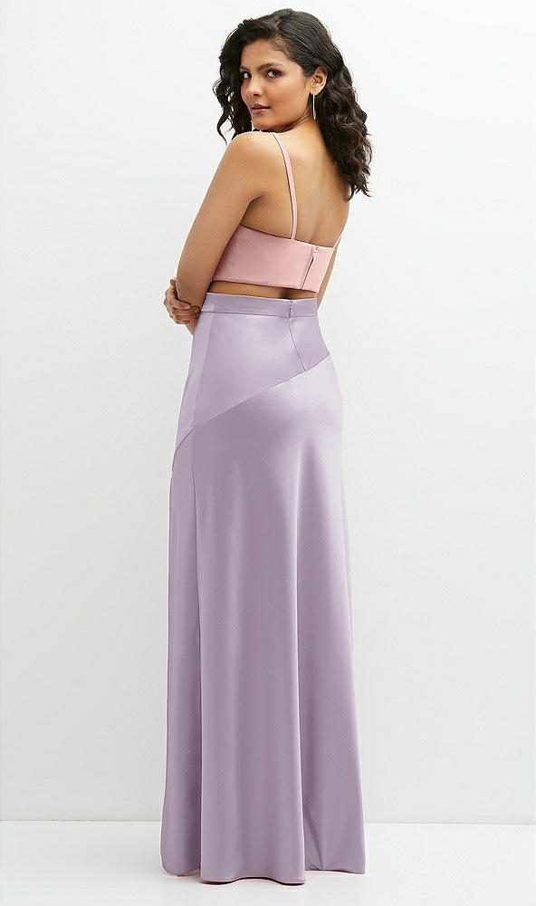 Back View - Lilac Haze Satin Mix-and-Match High Waist Seamed Bias Skirt