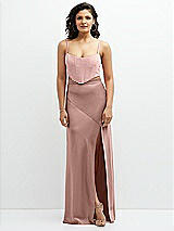 Front View Thumbnail - Neu Nude Satin Mix-and-Match High Waist Seamed Bias Skirt