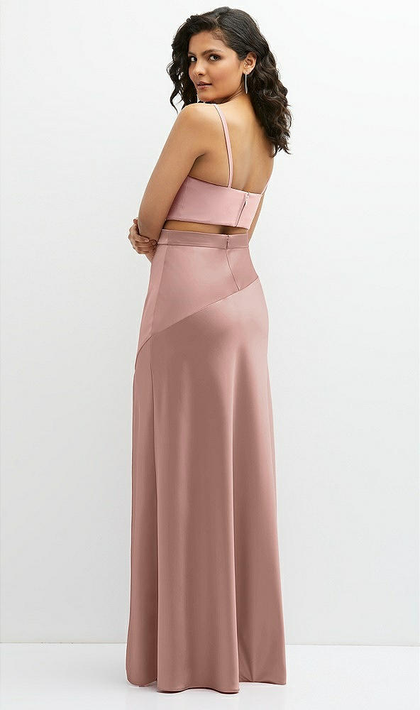 Back View - Neu Nude Satin Mix-and-Match High Waist Seamed Bias Skirt