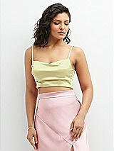 Front View Thumbnail - Butter Yellow Satin Mix-and-Match Draped Midriff Top